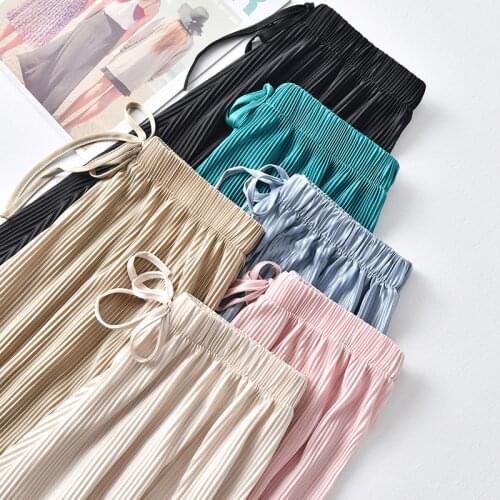 2019 new wide leg pants Korean version of the wild nine pants loose wide leg pants female summer sense high waist pants G469