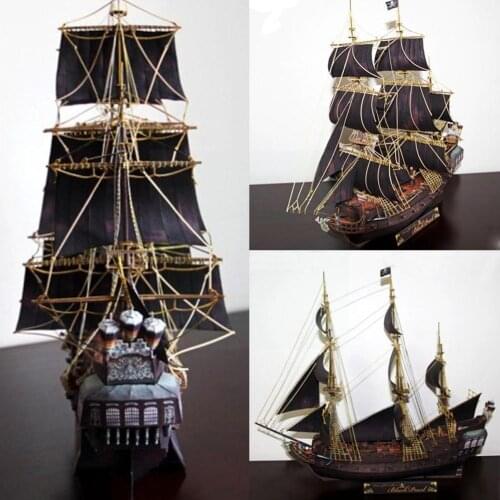 Paper Model Diy Ship For Pirates Of The Caribbean Pearl Pepercraft Funs Black Warship Gifts Ship Ancient Sailboat Sailing W4q7