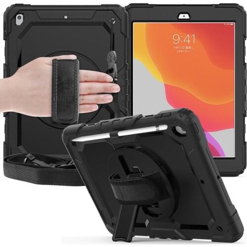 Tablet Case for ipad 8th generation case 2020 360 Rotation Hand Strap&Kickstand Protective Cover for ipad 7th generation 10 2