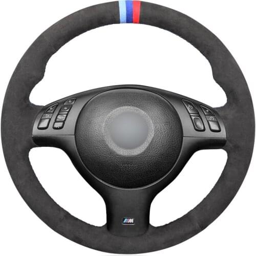 Premium Suede Leather Steering Wheel Cover For BMW M Sport E46 330i 330Ci E39 540i 525i 530i M3 E46 Touring Car Accessories