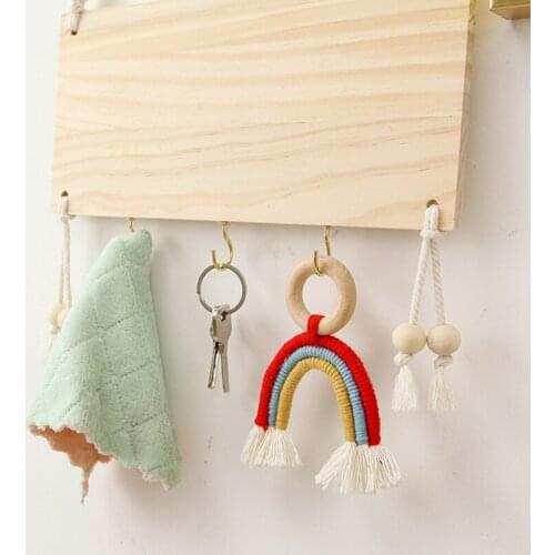 Wooden Wall Hanging Key Rack Coat And Hat Finishing Storage Rack Key Hook For Entrance Storage Room Living Room Home Decoration