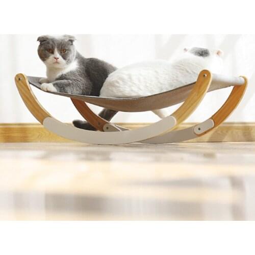 Cat Hammock Pet Cradle Gray Wood Soft Breathable Cloth Cat Bed Attractive Sturdy Perch Dog Mats Pet Shaker Bed For God Supplies