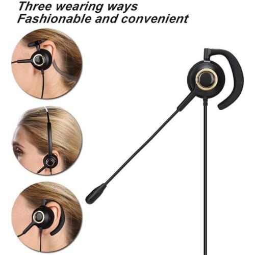 3.5mm Plug Call Center Headset with Mic Rear Mounted Noise Canceling Customer Service Headset