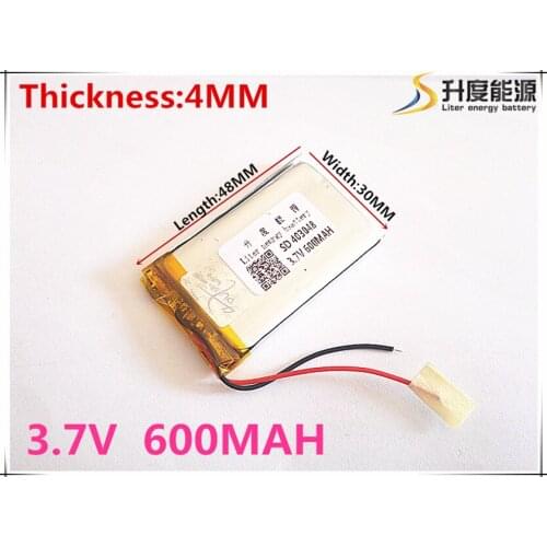 3.7V 403048 600mah lithium-ion polymer battery quality goods quality of CE FCC ROHS certification authority