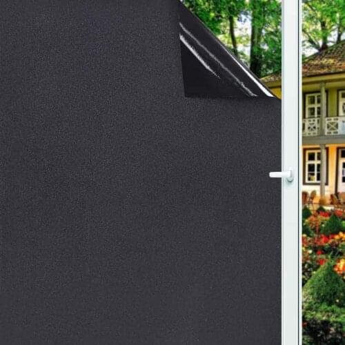 Frosted Black Color Window Film Privacy Protection Glass Sticker Static Cling Total Blackout Window Decorative Films No Glue