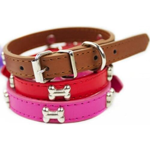 Fashion pet dog collar PU dog cat collar bone decoration Dog Collars For puppy small Medium Breeds dog leather collar 2
