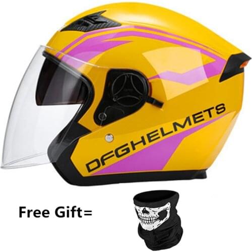 DFG Motorcycle Helmet Open Face Dual Lens Visors Moto Helmet Electric Bicycle Helmet Men Women Summer Scooter Motorbike Helmet