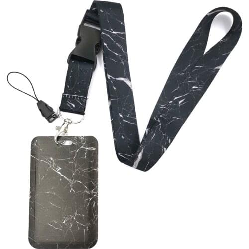Marble Texture Art Lanyard Badge Holder ID Card Lanyards Mobile Phone Rope Key Lanyard Neck Straps Keychain Key Ring Decorations