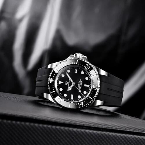 PAGRNE DESIGN New Men Mechanical Wristwatch Sapphire Glass Diving Watch Top Brand Stainless Steel Automatic Watches Reloj Hombre