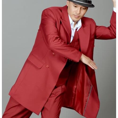 Ropa Hip Hop Men Long Suit Professional Popping Mechanical Dance Loose Suit Street Dancing Tops Performance Stage Outfit VDB1718