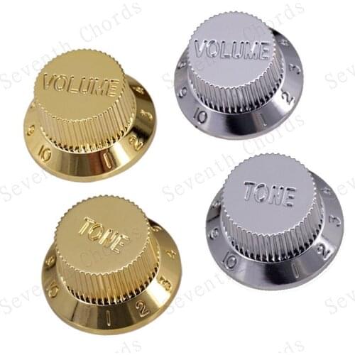 A Set 4 Pcs Speed Control Knobs Buttons Pot Cap for Electric Guitar Bass (2 Volume + 2 Tone)