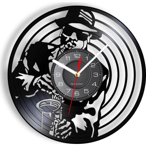 Trumpet Player Jazz Silhouette Laser Cut Vinyl Record Wall Clock Jazz Club Music Studio Room Decor Wall Watch Music Album Gift
