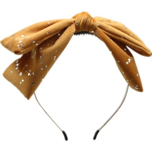 NEW WINTER Velvet with silver dot bow hairband Girls popular hair accessories