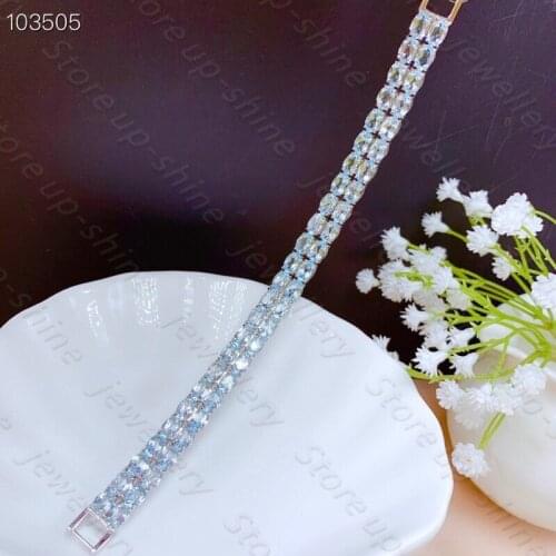 New natural London blue topaz bracelet 925 silver womens bracelet noble, luxurious and elegant design