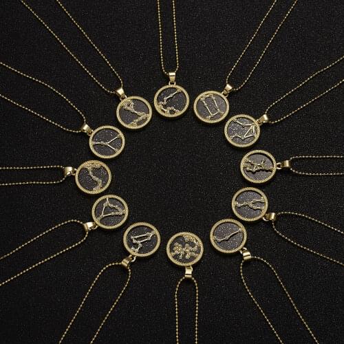 12 Constellation Necklace For Women Zodiac Sign Aquarius Libra Aries Pendant Wish Card Couple Friends Birthday Jewelry Gift