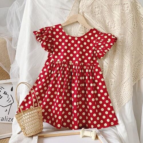 Hollead Kids Princess Dresses Dresses Baby Girls Summer O-Neck A-Line Dress Birthday Party Costume Sweet Dots Print Clothing