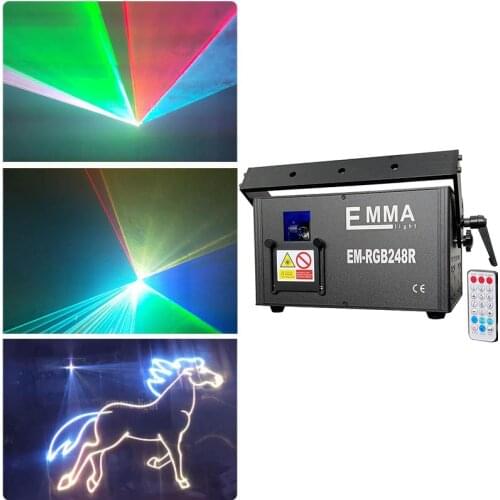 DMX512 2W Full Color Animation Laser Pattern Effect Sound Controlled Stage Lights For DJ Disco Party Bar Club