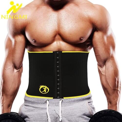 NINGMI Waist Trainer Slimming Belt Body Shaper Men Corset Neoprene Sauna Modeling Belt Strap Cincher Girdles Shapewear