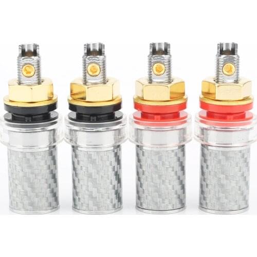 Factory Directly Offer 4pcs Rhodium Plated Carbon fiber Amp Speaker Terminal Binding Post