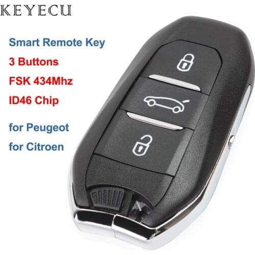 Keyecu Smart Remote Key 3 Buttons FSK 434MHz with PCF7945 ID46 Chip for Citroen C4 Grand Picasso DS5 for Peugeot 508 308