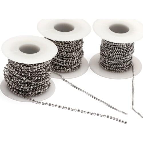 REGELIN 10m/Roll Dia 1.5mm 2mm 2.4mm Beaded Ball Stainless Steel Chain Bulk Jewelry Chains for Necklaces Jewelry Making Supplies