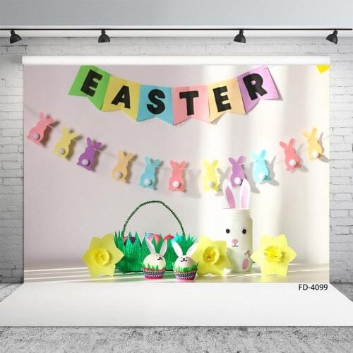 Photo Studio Props Easter Party Banner Rabbit Eggs Backgrounds Decor Baby Child Portrait Photography Backdrops Poster Photocall