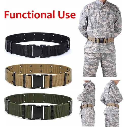Mens Web Belt Waisttrainer Outdoor Sports Military Tactical Nylon Canvas Waistband Lumbar Waist Support Fitness Belt #L12