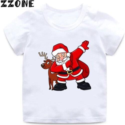 Merry Christmas Dabbing Santa Cartoon Boys Girls T shirt Kids Funny Clothes Children Summer Tops Baby Cute T-shirt,HKP5112