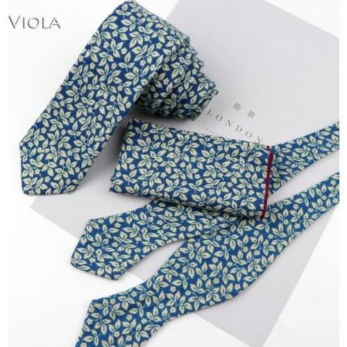 Thick Cotton Soft Print Self Bowtie Hankie Necktie Set 6cm Men Floral Butterfly Stylish Party Dinner Tie Set Accessories Gift