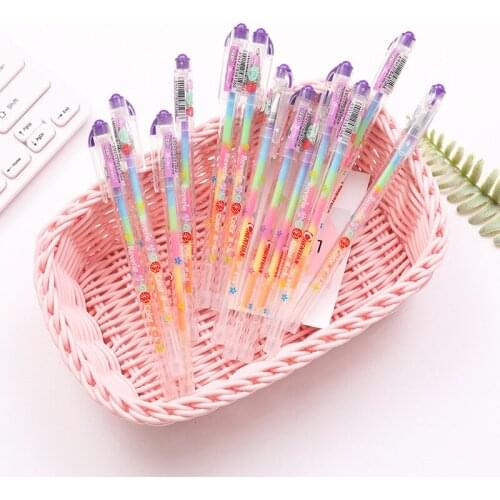 24pcs Creative Color Powder 6 Colors In One Black Page Student Album DIY Hand-Doodle Pen with Fruit Scent