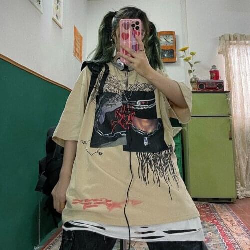 Street hip hop retro fashion brand lovers love printing loose size BF boyfriend short sleeve t-shirts female girl tees