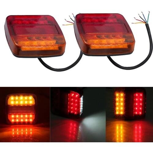 2pcs 12V Trailer Truck Caravan 26LED Taillight Tail Light Turn Signal Indicator Brake Stop Lamp Number Plate Light Rear Reverse