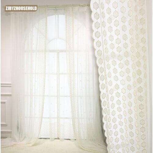 European-style Curtains for Living Dining Room Bedroom Embroidered Window Screens Simple and Light Luxury French Windows Tulle