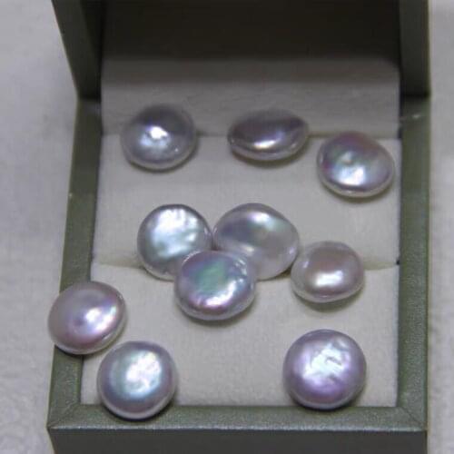 DIY Jewelry Pearl Beads 12-13mm Big Size ROUND BUTTON Shape Real Natural Freshwater Loose Pearls, 10pcs/lot