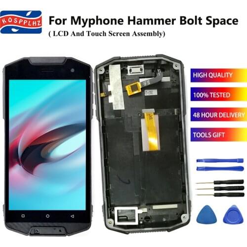 KOSPPLHZ Tested well LCD For Myphone hammer bolt space LCD Display Touch Screen Digitizer Sensor Replacement with frame + tools