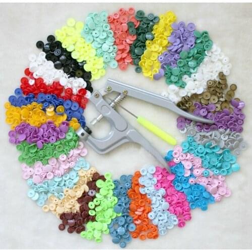 1 hand press plier + 200sets 12.4mm plastic nylon 5colors snap fastener 4-part buttons free shipping T-5-007