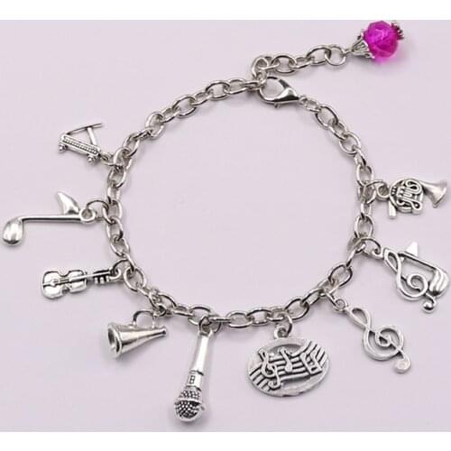 1pcs Piano Teacher Bracelet Musical Bracelet Pianist Gift Music Note Guitar Charms For Handmade Jewelry Colorful beads bracelet