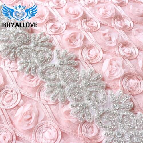 1 Yard Beaded Embroidered Rhinestones Applique Braided Lace Ribbon Trim Sewing Material For Wedding Dress DIY Craft Supply Trim