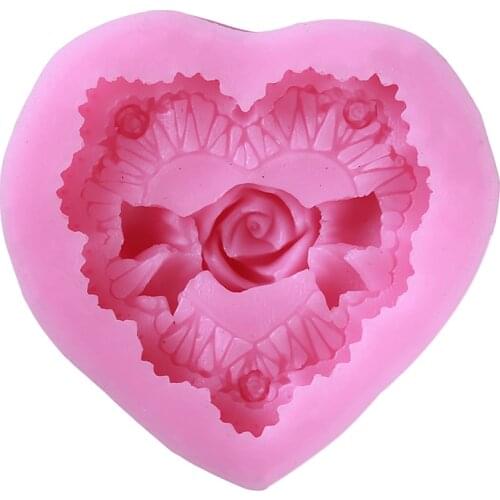 3D Heart Love Rose Flower Shape Sugar Craft Silicone Mold Chocolate Moulds Baking Tool DIY Fondant Cake Decorating Tool
