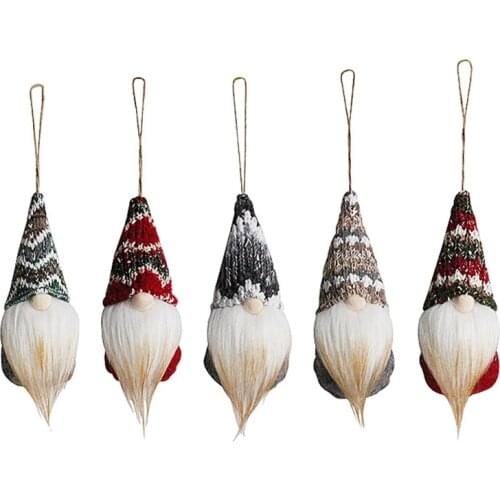 5pcs Christmas Tree Hanging Gnomes Ornaments Swedish Handmade Plush Gnome Santa