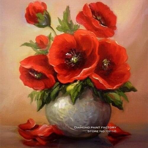 New Home decoration 3d diy diamond painting cross stitch full embroidery mosaic pictures of rhinestones vase and Flower wall art