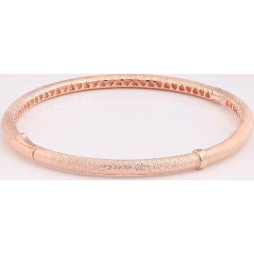 Authentic S925 Sterling Silver Rose Matte Brilliance Bracelet Bangle For Women fit Lady Bead Charm DIY Jewelry