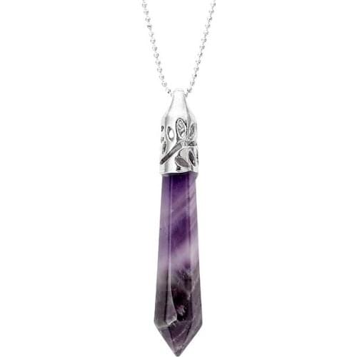 Ayliss Popular Pendulum 1pc Natural Purple Crystal Reiki Healing Bead Pendant Pendulum For Necklace DIY/ Jewelry Making