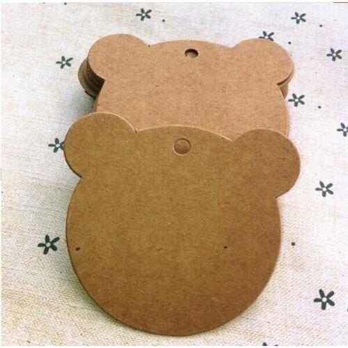 Free Shipping 500pcs/lot Size 6*6cm Lovely Bear Head DIY Gift Tag/ Hang Tag For Candy Box Can Free Doodle
