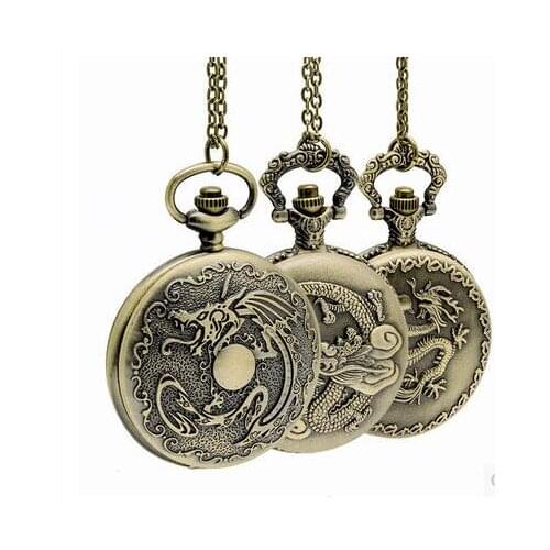 Bronze Dragon Deadpool fullmetal alchemist Pocket Watch Necklace Chain vintage Quartz pocket watches Men Relogio De Bolso GIft