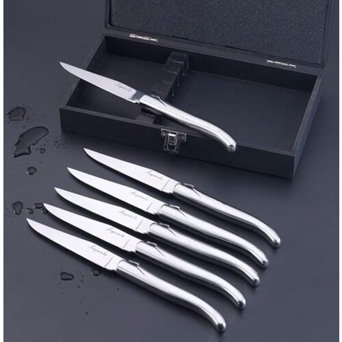 6pcs/set Solid Stainless Steel Laguiole Steak knives Table Forks Silver Dinnerware set Heavy Duty Tableware Kitchen Dinner set
