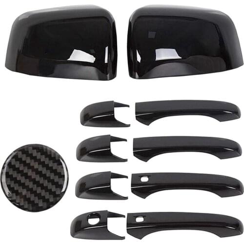 Mirror Covers + Door Handle Covers with Interior Cover Carbon Fiber Central Control 4WD Switch Knob Cover Sticker Trim