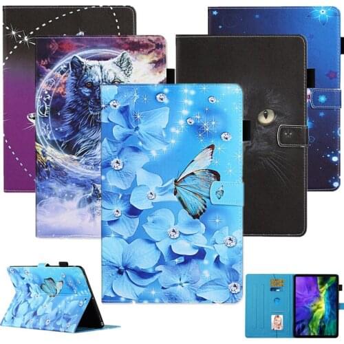 Dragonfly Tablet Case For Kindle Fire 7 2019 2017 2015 Fire7 7.0Inch PU Leather Flip Stand Wolf Flower Cover Soft Back Fundas