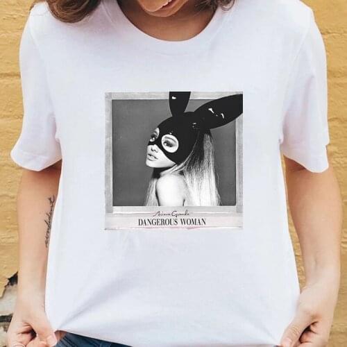 Hot Pop Singer Ariana Grande T-shirts Women Aesthetic Fashion Short Sleeve Female Cotton Oversize Streetwear Camisetas Mujer