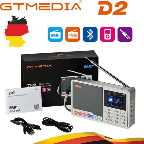 GTMEDIA D2 2.4inch Bluetooth Battery Powered FM DAB Portable Radio Multi Band LCD Display Stereo Support Micro TF Card